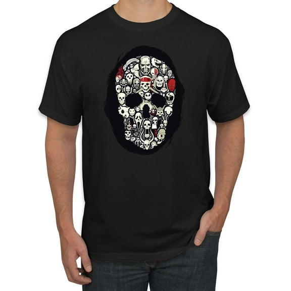 Dark Skeleton Grim Reaper Trippy Skull Face Fashion Graphic T-Shirt, Black, Small