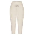 thumbnail image 4 of Women's High Waisted Capri Pants Drawstring Lightweight Stretch Yoga Hiking Joggers Casual Summer Pants with Pockets Beige, 4 of 6