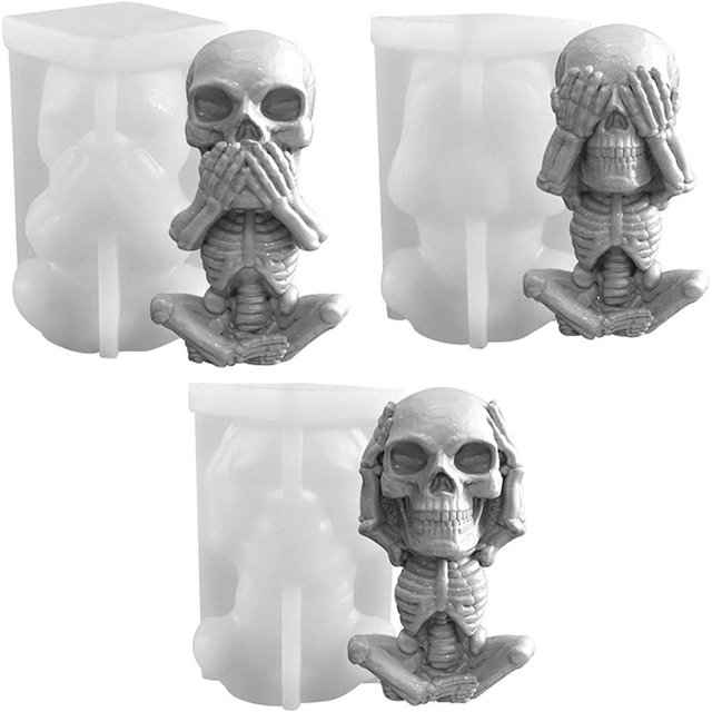 Molde de vela de esqueleto 3D, molde de silicona manual, utilizado para hacer velas fragantes y jabón, molde de resina epoxi, fundición de resina, artesanía, suministros para fiestas de