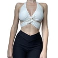 thumbnail image 3 of hirigin Women Summer Fitness Tank Tops Solid Color Sleeveless Hanging Neck Backless Yoga Crop Tops, 3 of 6