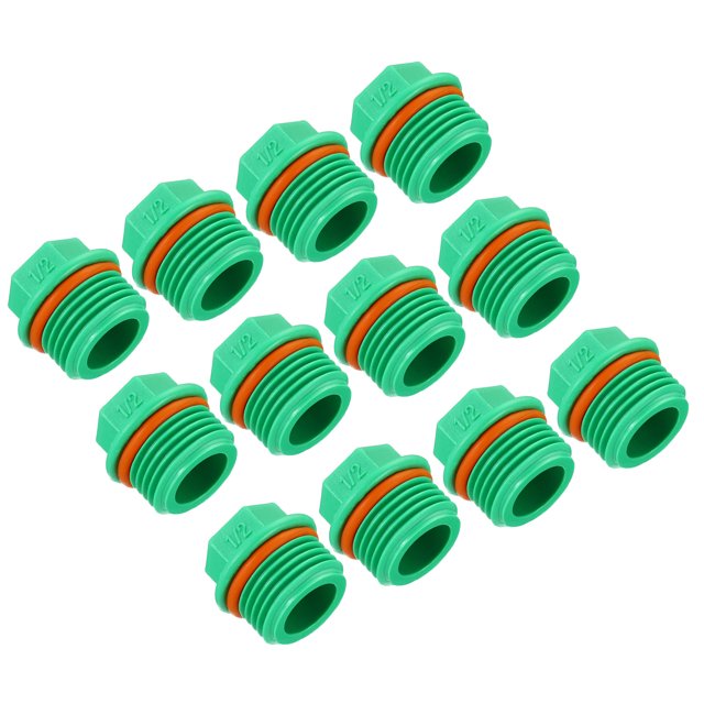 Unique Bargains 1/2PT PPR Pipe Fitting End Cap, 12 Pack Hex Male Water Tubing Stopper PPR Pipe Connector Plug, Green