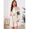 thumbnail image 2 of DARING DIVA Women's Striped Button Down Long Sleeve Pajama Dress S Blue Stripe, 2 of 6
