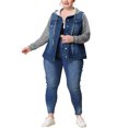 thumbnail image 2 of MODA NOVA Juniors Plus Size Layered Drawstring Hood Denim Jacket Denim Blue 2X, 2 of 6