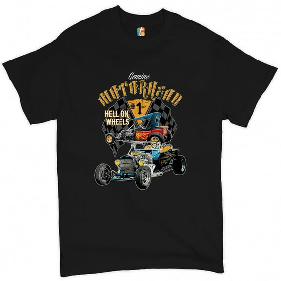 Tee Hunt Motorhead Hot Rod T-Shirt Hell on Wheels Route 66 Drag Racing Men's Tee