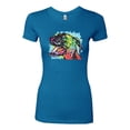 thumbnail image 2 of Cute Rainbow Neon Doberman Dog Lover Womens Slim Fit Junior Tee, Turquoise, X-Large, 2 of 3