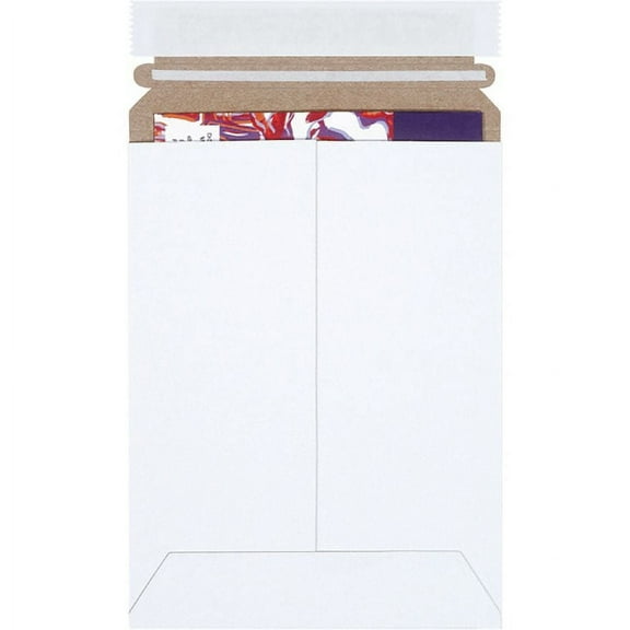 6 x 8 Inch, Stay Flat Mailers, Self-Seal, White, Strong Chipboard, (Pack of 25)