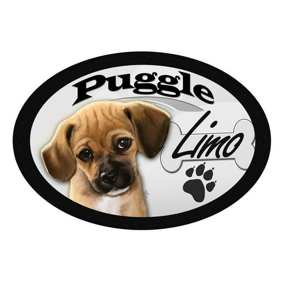 Puggle Limo Oval Dog Magnet for Cars, Trucks and More