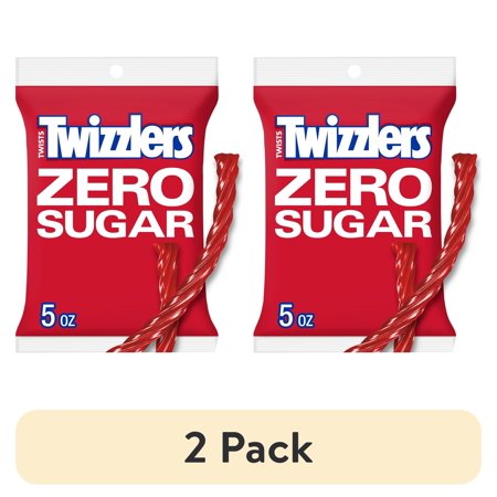 (2 pack) Twizzlers Zero Sugar Twists Strawberry Flavored Licorice Style Candy, Bag 5 oz