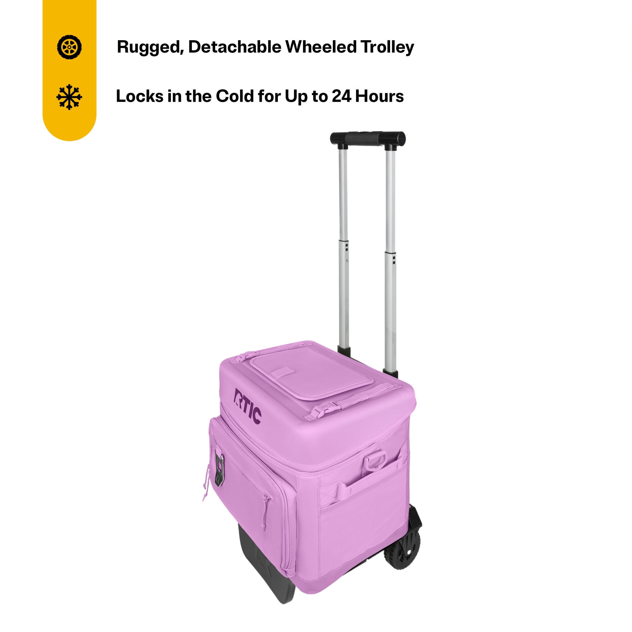RTIC 40-Can, 21 Qt, Collapsible Wheeled Cooler with Bottle Opener, Lavender