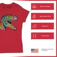 thumbnail image 4 of Tee Hunt Colorful Raptor T-Shirt Dean Russo Neon Dinosaur Pattern Women's T-Shirt Tee, Red, Large, 4 of 5
