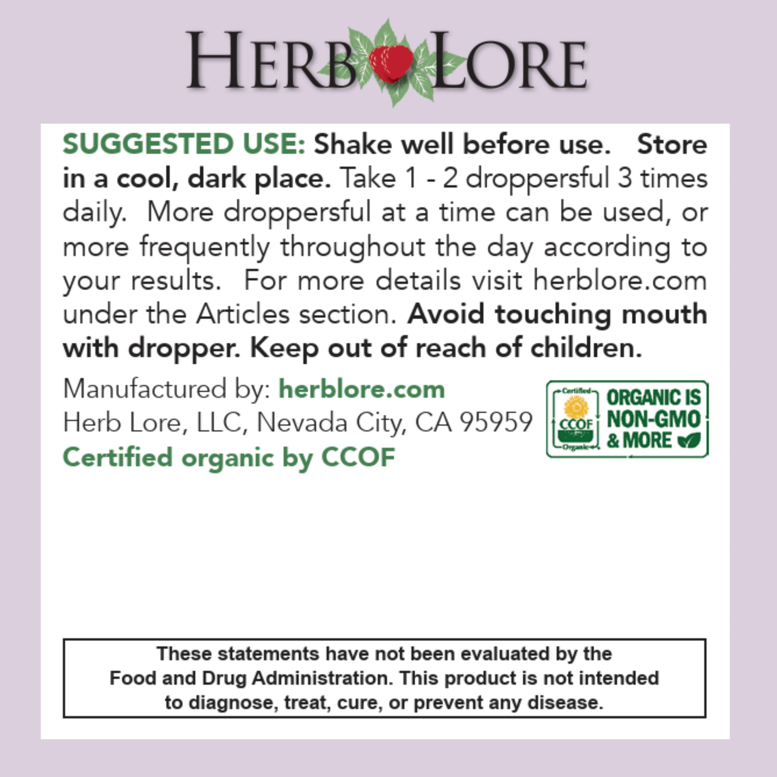 Herb Lore Organic Nursing Tincture – Liquid Lactation Support Supplement to Increase Breast Milk Supply - Alcohol Free (4 fl oz)