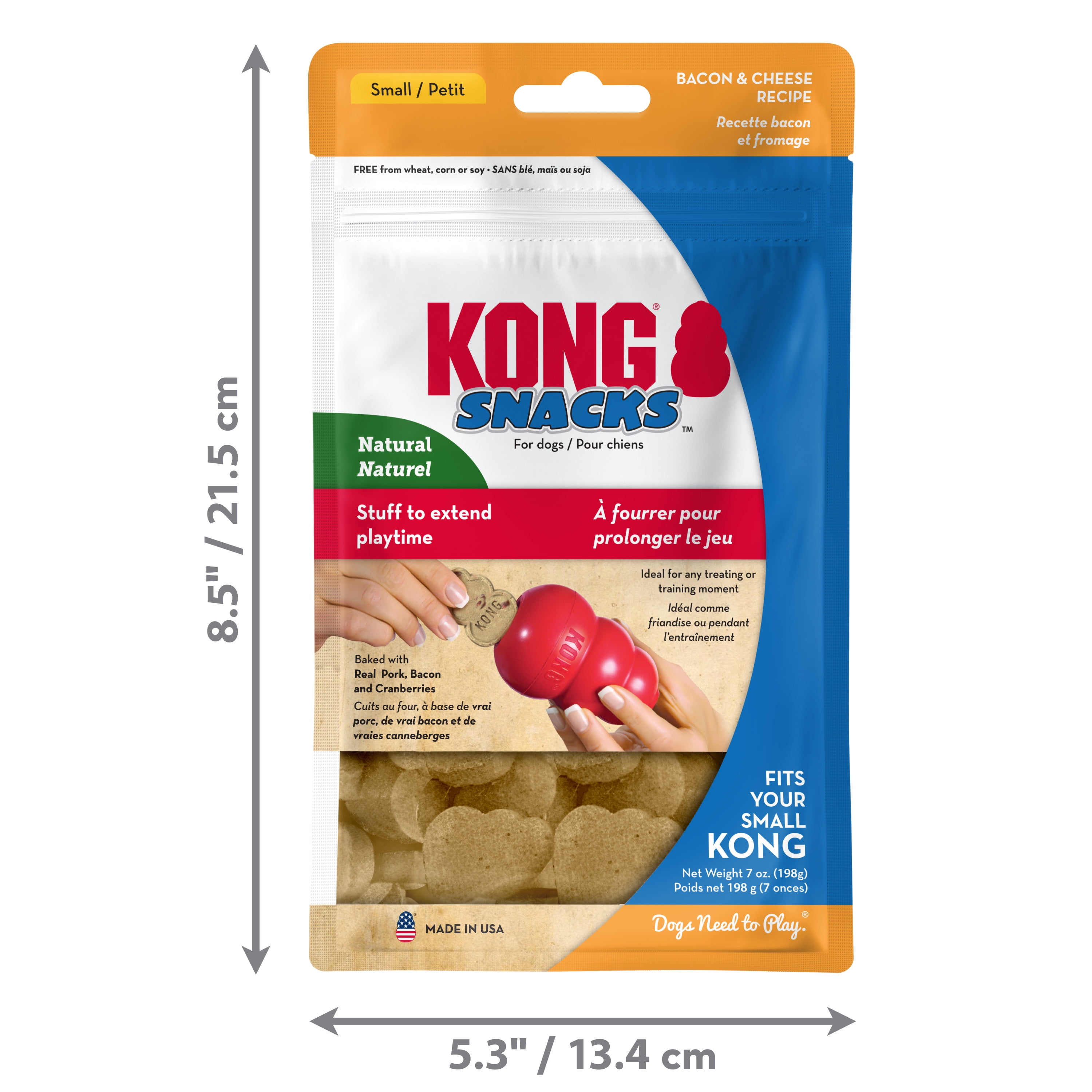 KONG® Snacks Natural Dog Treats, Bacon and Cheese, Small