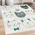 thumbnail image 1 of Cat Decorative Rug, Pets Moustache Bow Tie Hat Crown Fluffy and Fish Humor Faces Graphic, Quality Carpet for Bedroom Dorm and Living Room, 6 Sizes, Dark Teal, by Ambesonne, 1 of 4