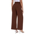 thumbnail image 6 of Huowey Womens Pants Solid Color High Waist Wide Leg Loose Lace Up Casual Pants Straight Leg Pants, 6 of 7