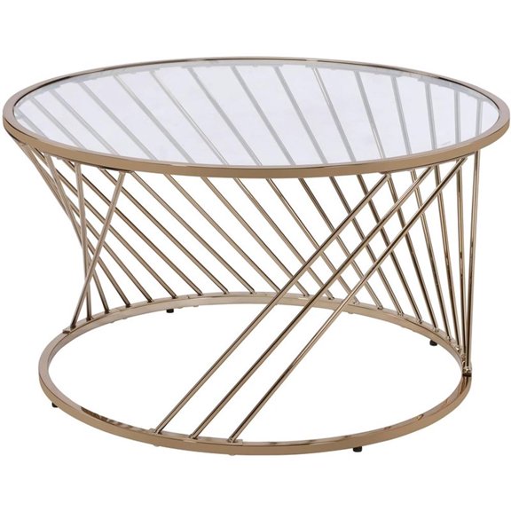 Bowery Hill Contemporary Coffee Table in Gold and Champagne Finish