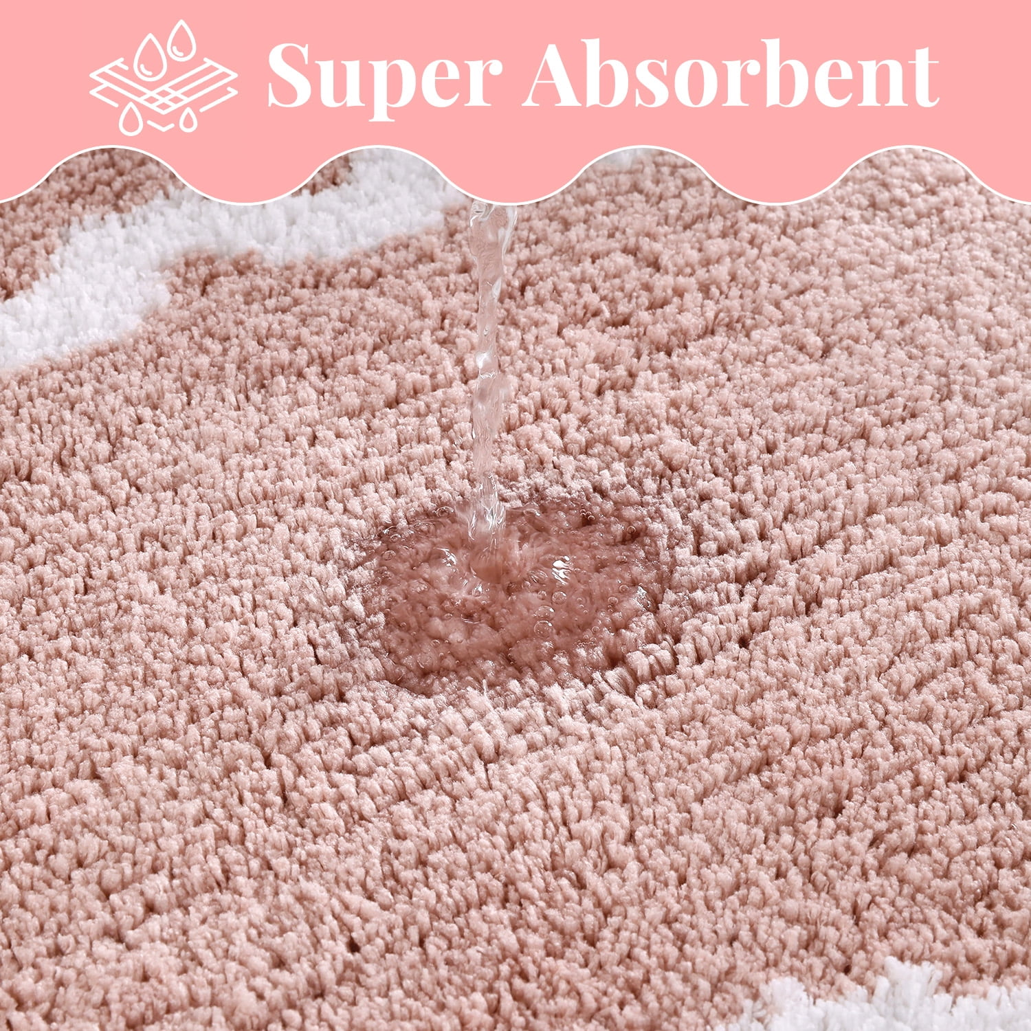 Findosom 4-Piece Bathroom Rugs Set,Non Slip Absorbent Bath Mat,Machine Washable Microfiber Quick Dry Bath Rug for Bathroom Bedroom Kitchen Shower Tub,Pink
