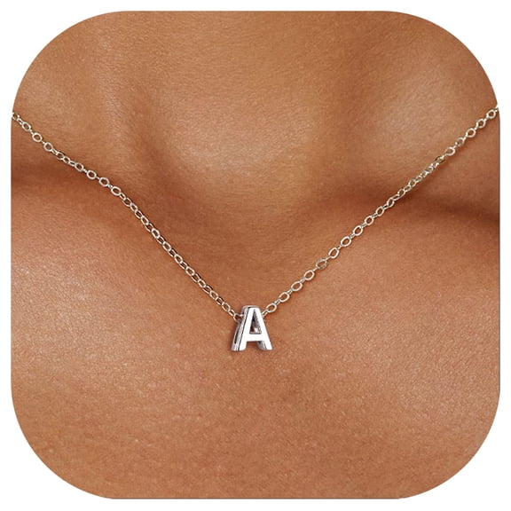 ChicSilver Sterling Silver Initial Necklace for Women Choker Necklace Dainty Waterproof Silver Letter A Pendant Hypoallergenic Jewelry Christmas Graduation Birthday Anniversary Gifts for Her