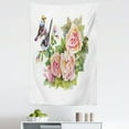 thumbnail image 1 of Garden Art Tapestry, Sparrows Perching on Rose Branches Romantic Aquarelle Style Bouquet Illustration, Fabric Wall Hanging Decor for Bedroom Living Room Dorm, 5 Sizes, Multicolor, by Ambesonne, 1 of 1