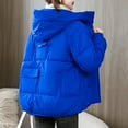 thumbnail image 4 of Summer Saving Clearance AXXD Women's Bomber Jacket Loose Velvet Long Sleeve Zip Solid Color Hood Warm Bomber Coat Jacket Blue Size 2XL(US:12), 4 of 6
