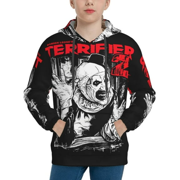 Art The Clown Hoodie Lightweight Pullover Halloween Graphic Hooded Sweatshirt for Teens with Pocket Small