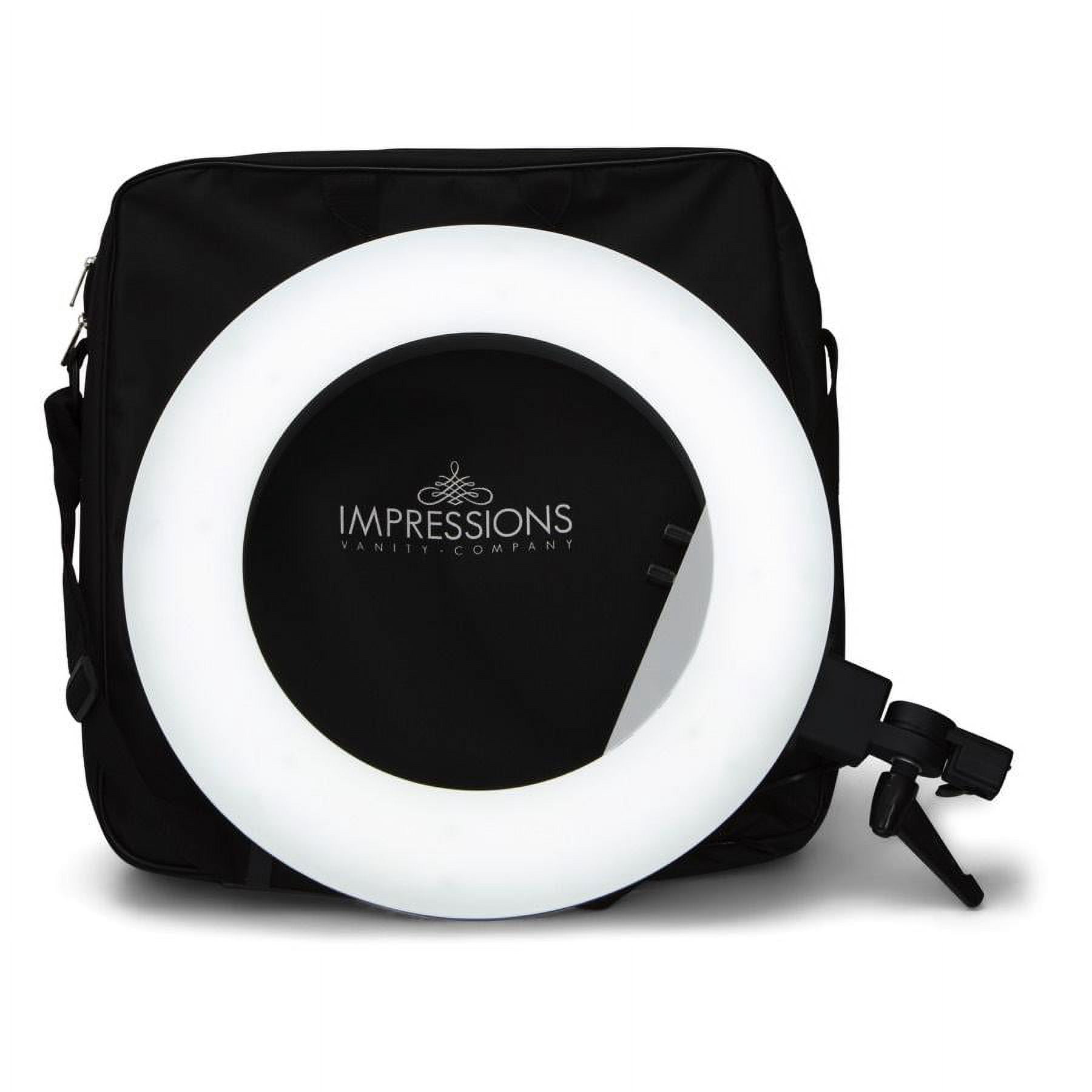 Impressions Vanity 18 Inch DuoTone LED Vanity Studio Ring Light with Stand, Accessories (Black)