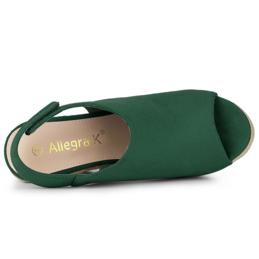 DARING DIVA Slingback Platform Wedges Heel Espadrille Wedge Sandals Emerald Green 8