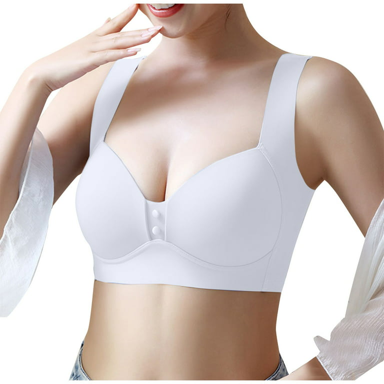 DNDKILG Women's Bras Lightly Padded Bra with Convertible Straps Seamless  Wire Free Push-Up Bra White XL 