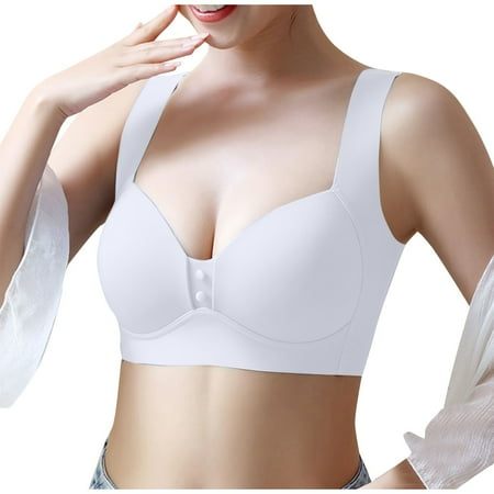 

BIZIZA Bra for Womens Plus Size Support Padded Bralette 18 Hour Push Up Seamless White XXXXXXXL