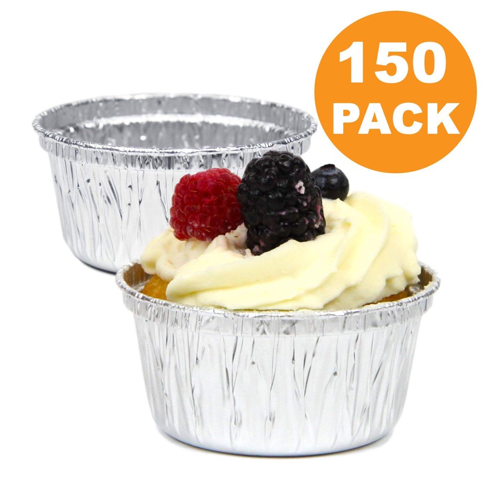 Round 3 Inch 4 oz Aluminum Foil Cupcake Bowl Pans, Muffin Ramekin