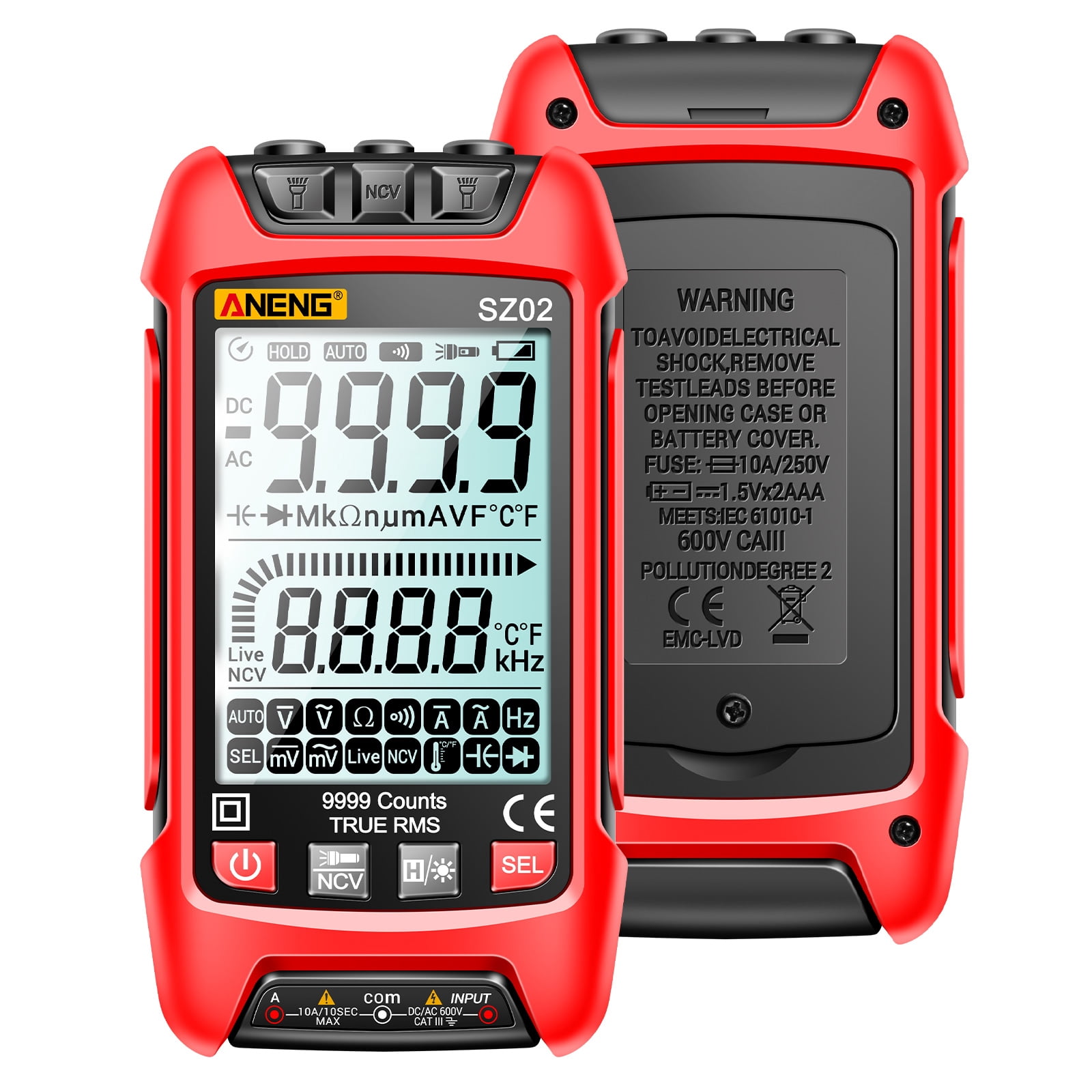 Nishore Multimeters,Handheld Tester Voltmeter Universal Meter With Meter Handheld Tester 9999 Ncv Universal Resistance Voltmeter Ammeter Sz02 Auto 9999 Curr Demwa Tester Universal Buzhi Havou
