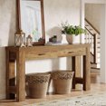 thumbnail image 3 of 63" Farmhouse Console Table with 2 Drawers for Hallway, Living Room, Brown, 3 of 6