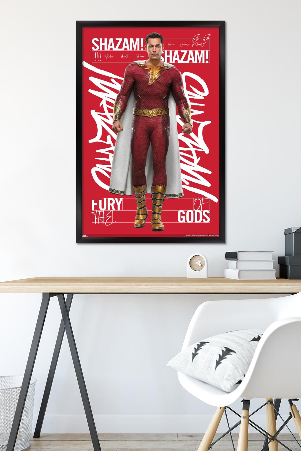 DC Comics Movie Shazam! Fury of the Gods - Shazam! Wall Poster, 22.375" x 34" Framed