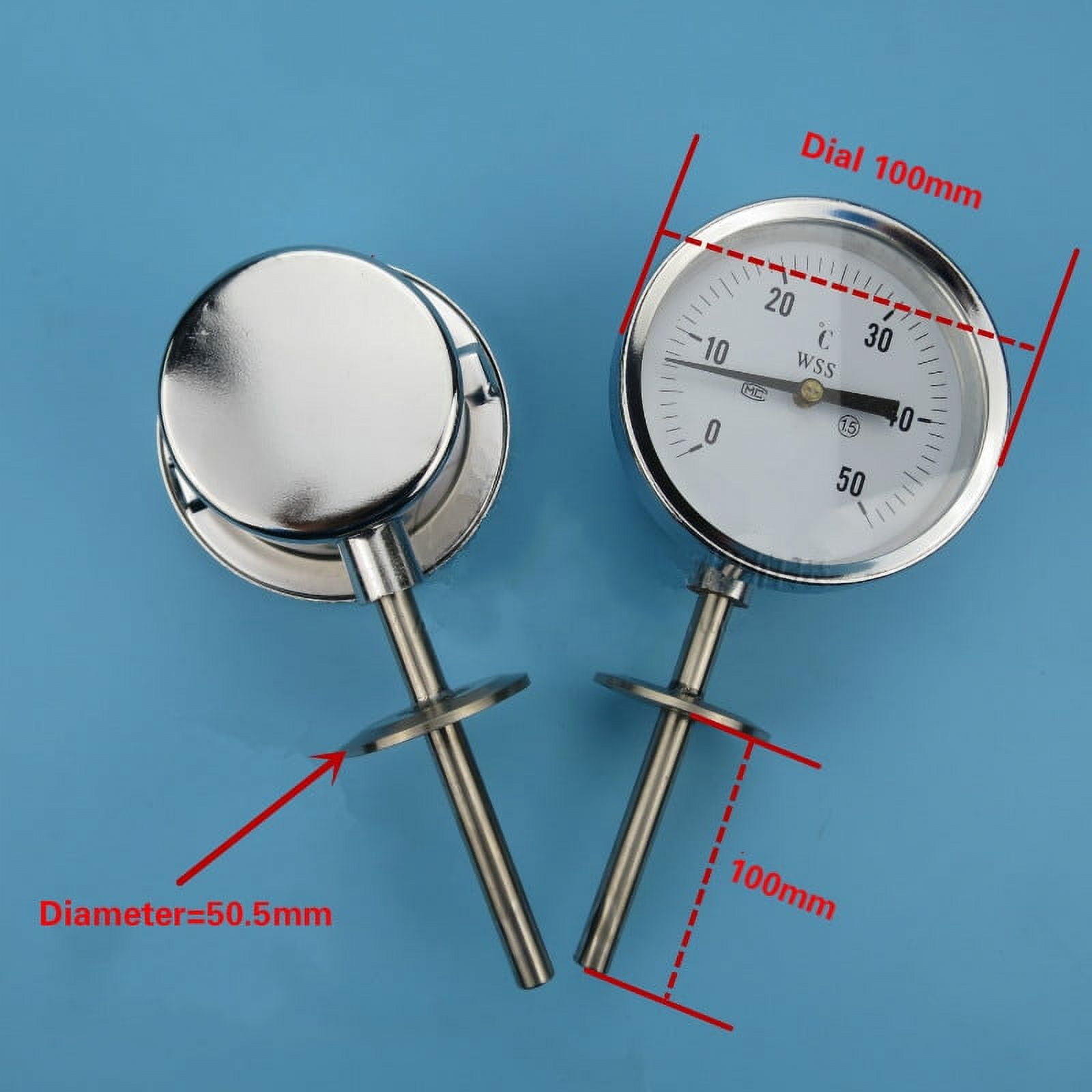 WSS-411 Food grade thermometer,Bimetallic thermometer gauge for food cooking meat,Radial stainless steel 304 dial 100mm