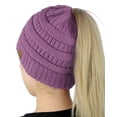 thumbnail image 2 of C.C Bonnet Doux Extensible en Tricot Torsadé, Bonnet Queue de Cheval, Nouveau Lavande, 2 of 2