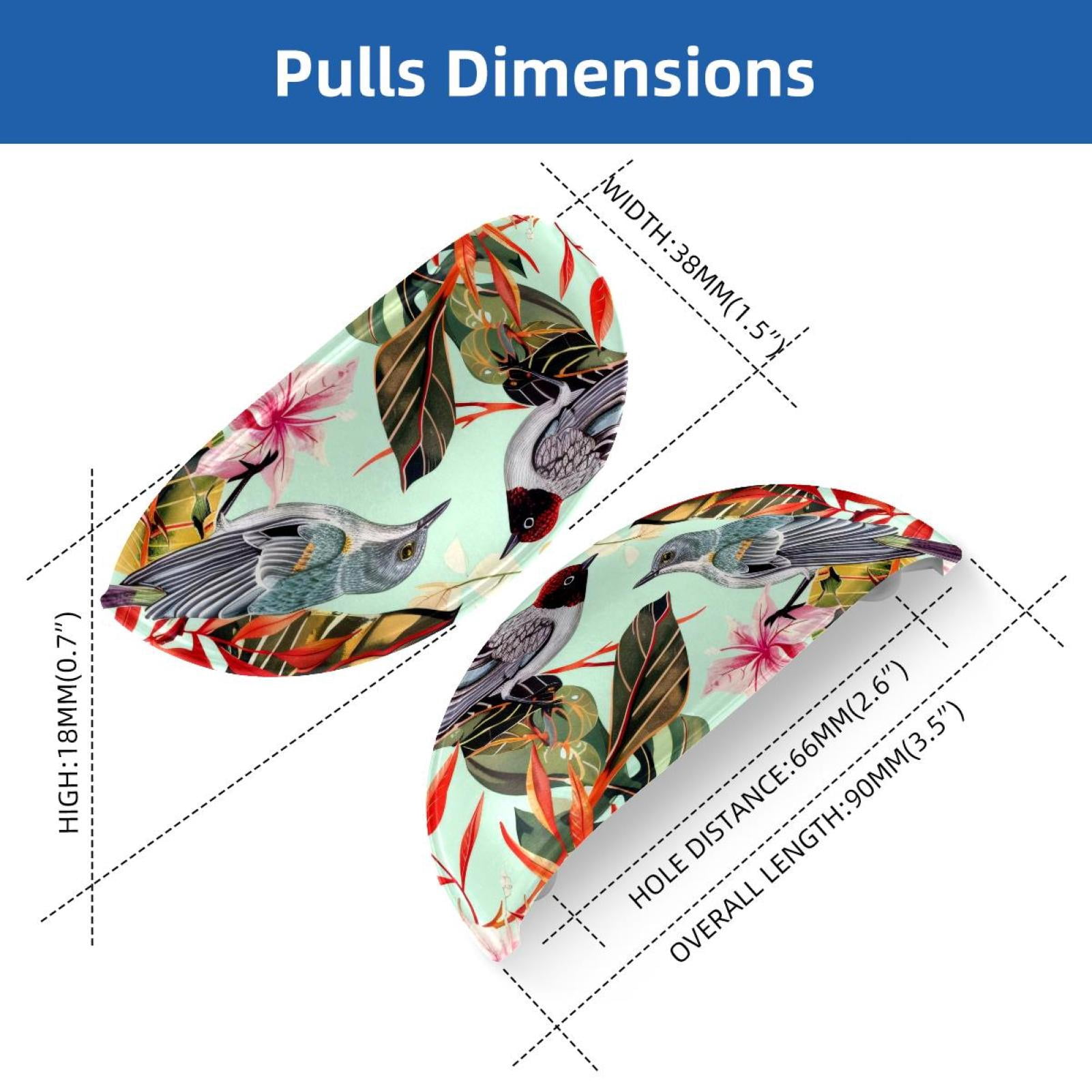 PhooArto 6 Pcs Cup Drawer Pulls, Tropical Leaves and Birds Shell Shape Handles Cabinet Knobs for Dresser Cupboard Closet Wardrobe with Screws