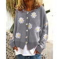 thumbnail image 2 of REDHOTYPE New Ladies Printed Sweater Small Autumn Chrysanthemum Embroidered Knit Long Sleeve Button Cardigan Jacket, 2 of 4