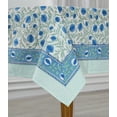 thumbnail image 3 of Steel Blue 60x90 Inches Rectangle 100% Cotton Hand Block Print Tablecloth Washable Halloween Thanksgiving/Christmas Parties/Wedding Use,Fall décor Farmhouse Dining Dinner Tablecloth, 3 of 6