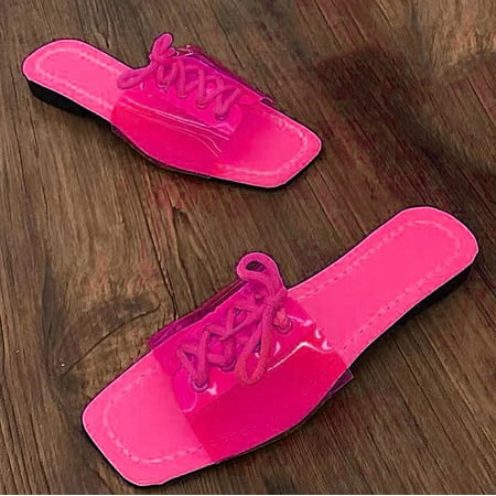 

Aayomet House Slippers for Women Wear Candy Fashion Outer Flat Beach Sandals Women s Color Large Slippers Size Lace-up Women s Hot Pink 9