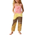 thumbnail image 3 of Tfken Girls Overalls Sleeveless Summer Comfy Casual Graphic Jumpsuit With Pockets Daily Wear Soft Children Trendy Clothes Size 5-6 Years Pink, 3 of 6