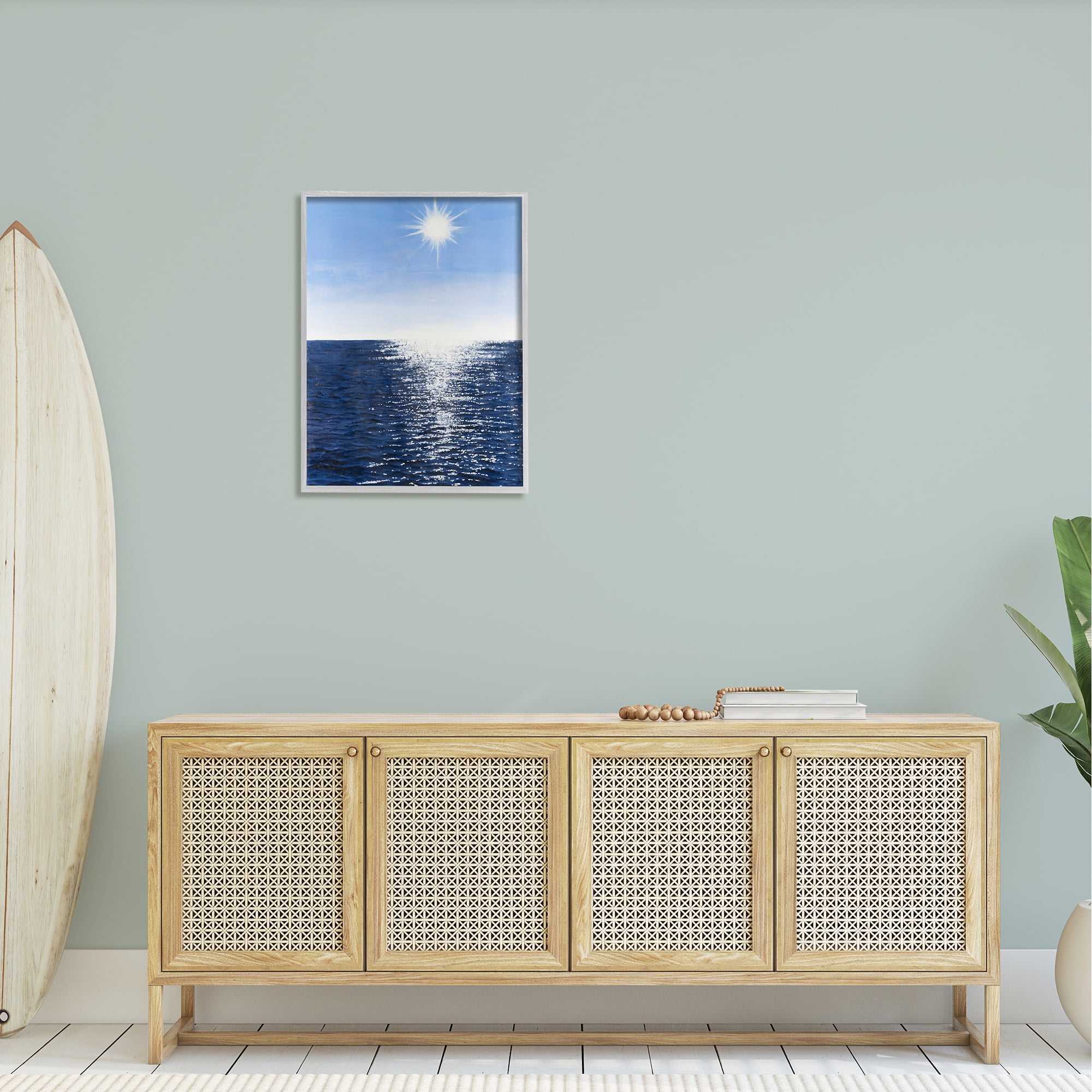 Stupell Summer Sunlight Ocean Reflection Landscape Photography Gray Framed Art Print Wall Art