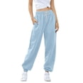 thumbnail image 4 of Clearance Sale! Women's High Waist Tapered Joggers With Pockets Lightweight Lounge Pants Elastic Waist Comfy Workout Yoga Casual Athletic Sweatpants For Women Light Blue S Size, 4 of 7