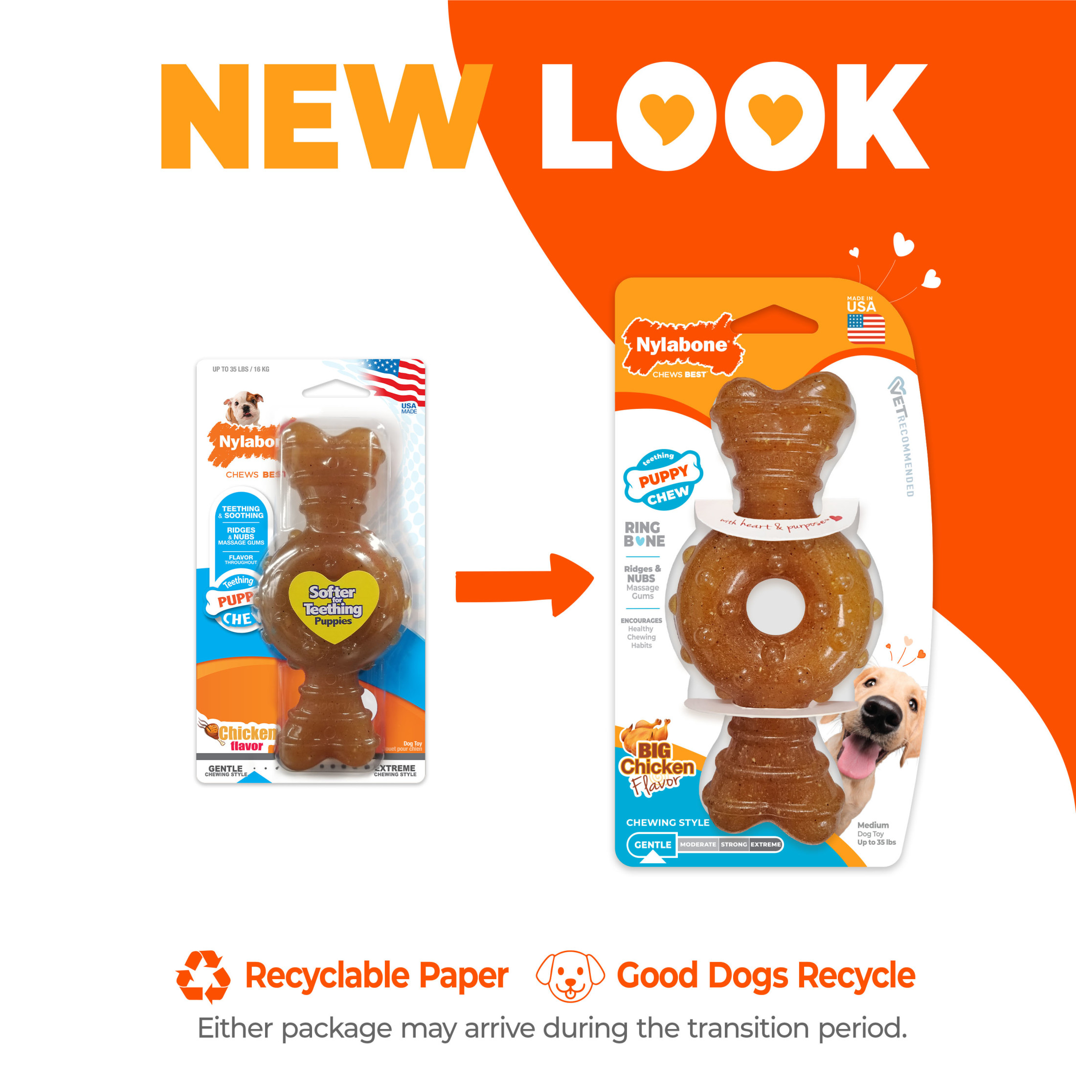 Nylabone Puppy Chew Ring Bone, Chicken Flavor, Medium photo 3