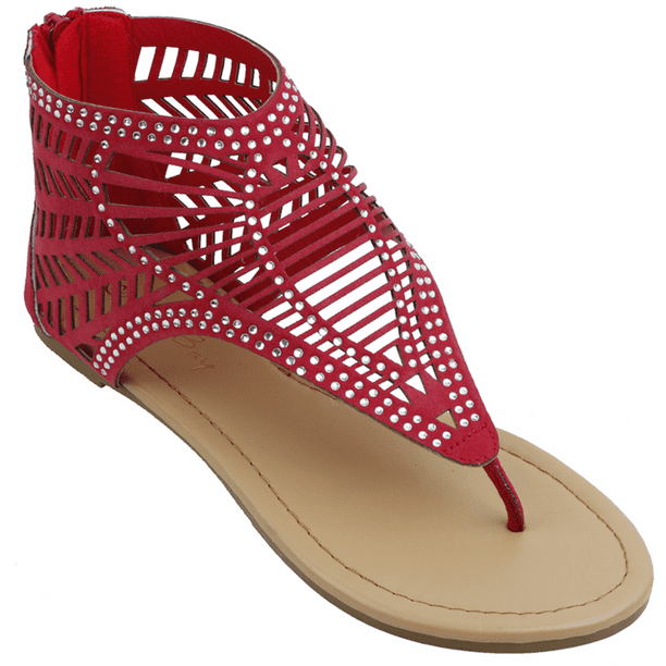 SBG - Womens Gladiator Sandals Thong Flops T Strap Flip Flops Flats ...
