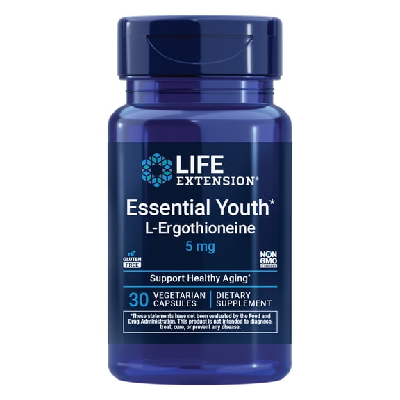 Life Extension Essential Youth L-Ergothioneine, healthy aging supplement, gluten-free, non-GMO, vegetarian, 30 capsules