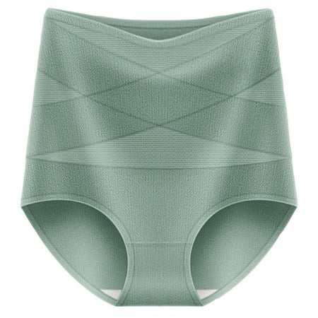 Ice Silk Briefs for Women Cross Pattern Hight Cinched Waist Bully Lifting Breathable Shapewear Underwear