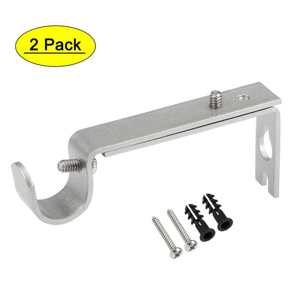 Uxcell 100x40x16mm Curtain Rod Bracket Iron Paint Silver Tone 2 Pack