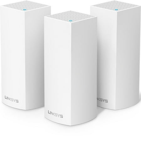 Linksys Velop Tri-band Whole Home WiFi Intelligent Mesh System, 3-Pack / 5+ bedrooms / large multi-story & patio, Easy Setup, Maximize WiFi Range & Speed for all your devices, Works with (Best Router For Large Home)