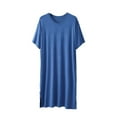 thumbnail image 2 of Men's Solid Color V-Neck Short Sleeve Nightgown Robe with Lace Trim and Belt for Home Wear, 2 of 9