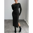 thumbnail image 2 of JOYSONS Elegant Women 2 Piece Outfits Sets - Boatneck Long Sleeve Matching Outfits for Women with Slid Slit Midi Length, 2 of 6