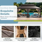Hommow 12 x 20 Hardtop Gazebo Galvanized Steel, Outdoor Canopy Double Roof Patio Gazebo with Aluminum Frame